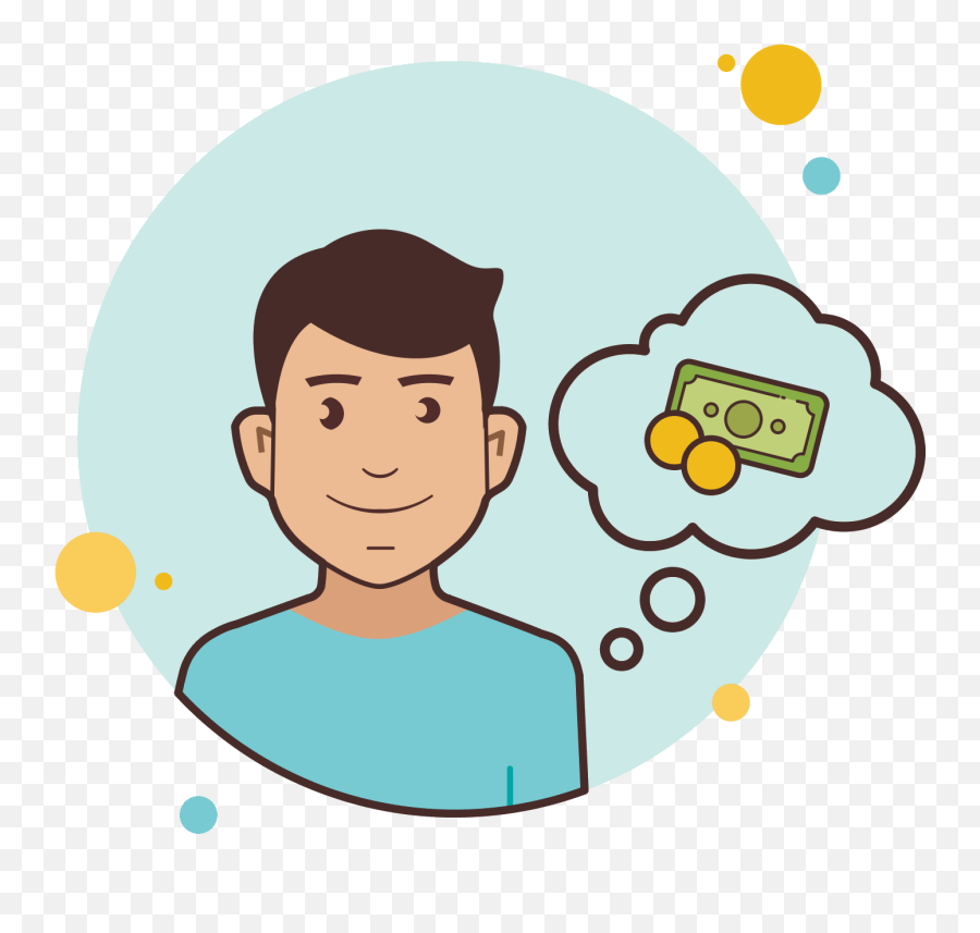 Download Man In Blue Shirt Cash Money Icon - Wellington Thinking Icon Vector Png,Happy Man Icon