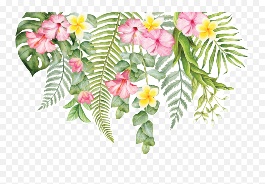 Tropical Floral Transparent Png - Tropical Flower Frame Png,Hawaiian Flowers Png