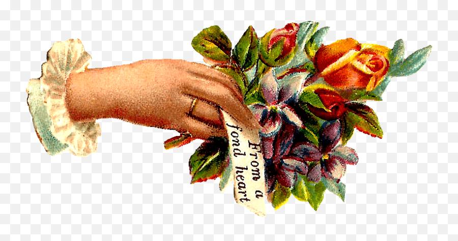 Hand Wishes Vintage Transparent Png - Stickpng Png Hand With Flowers Vintage,Vintage Flowers Png