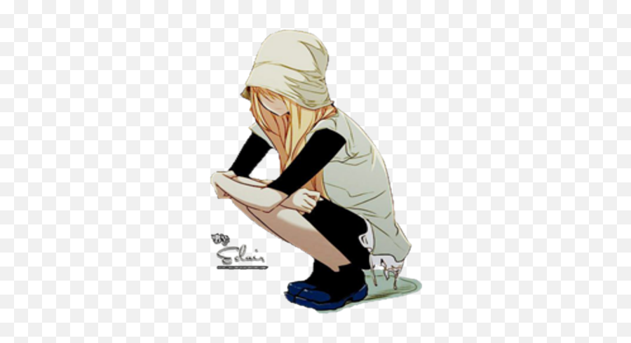 Anime Lonely Girl - Blonde Anime Girl Sad 420x420 Png Sad Blonde Anime Girl,Sad Anime Girl Png