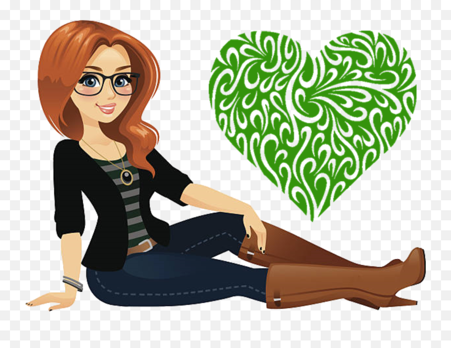 Red Hair Green Heart - Hair Heart Png,Green Heart Png