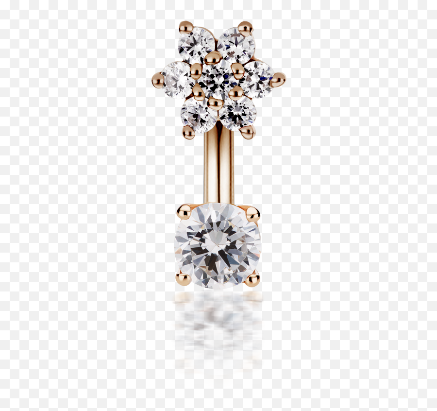 Download Hd Flower And Solitaire Rook Cubic Zirconia Barbell - Navel Piercing Png,Rook Png