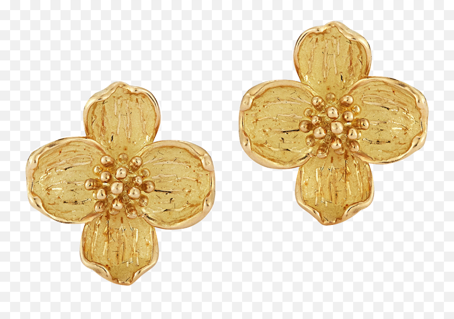 Gold Dogwood Earclips - Solid Png,Fashion Icon 1980
