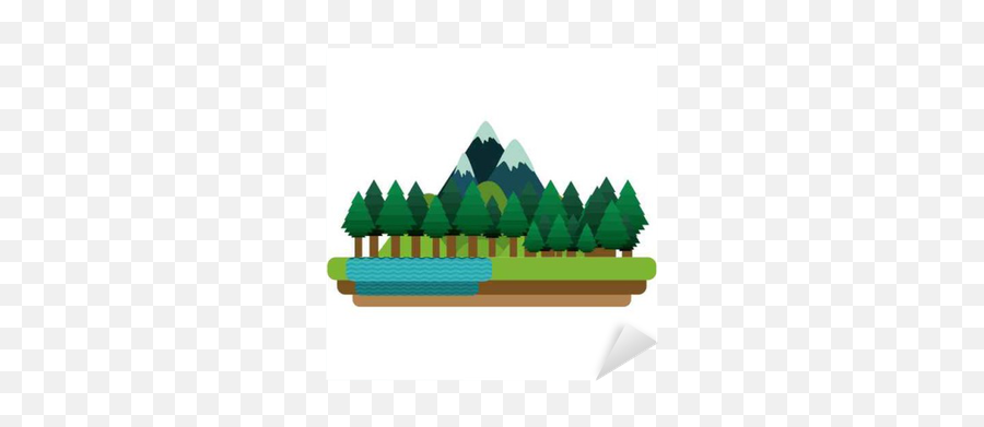 Sticker Forest And Mountain Icon Landscape Nature Outdoor Beautiful Season Theme Isolated Design Vector Illustration - Pixersus Png,Forest Icon Png