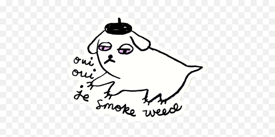 Oui Weed Dog Sticker - Cartoon Png,Weed Smoke Png
