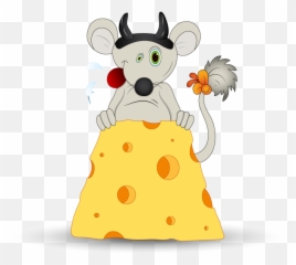 Funny Mouse With Cheese Png - Cartoon