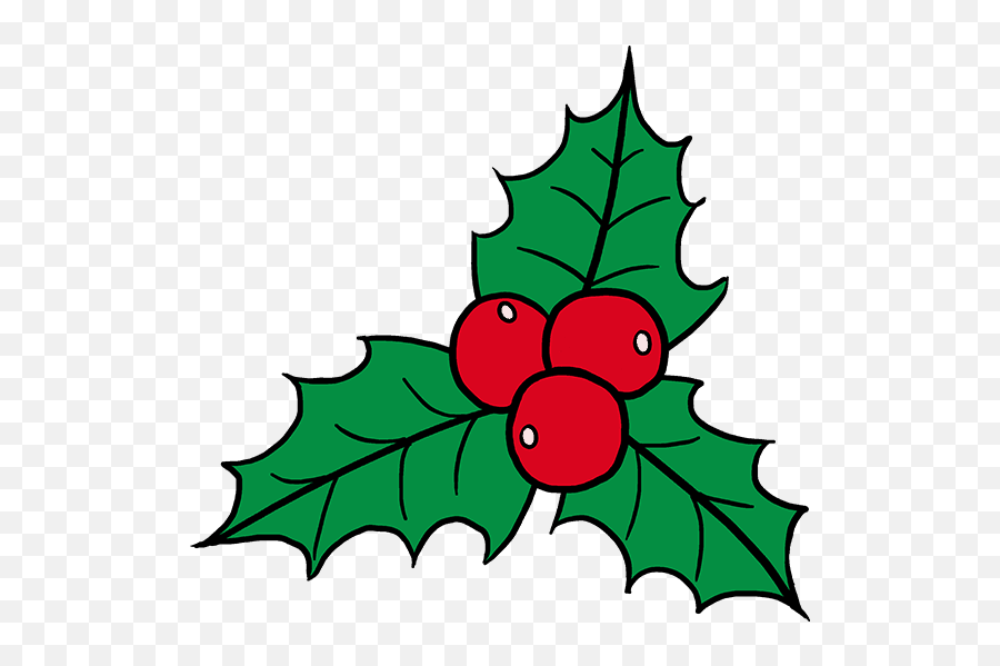 Download How To Draw Holly - Christmas Holly Drawing Hd Png Mistletoe Easy To Draw,Christmas Leaves Png