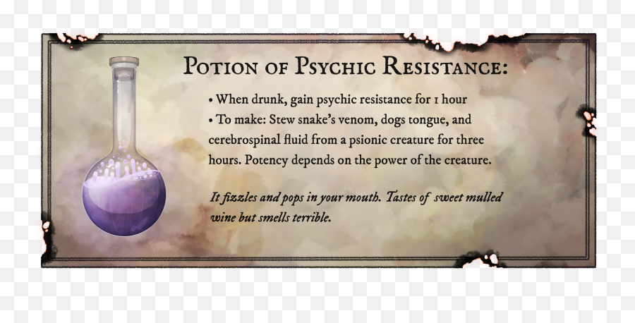 Potion Card - Psychic Resistance Oc Dnd Laboratory Flask Png,Potions Png