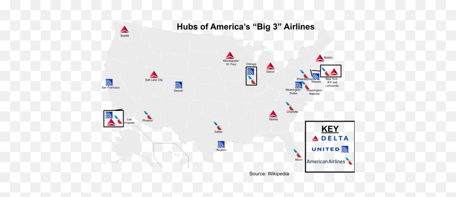 Hub Airports Of United American And Delta Airlines In 2020 - Vertical Png,Delta Airlines Logo Transparent
