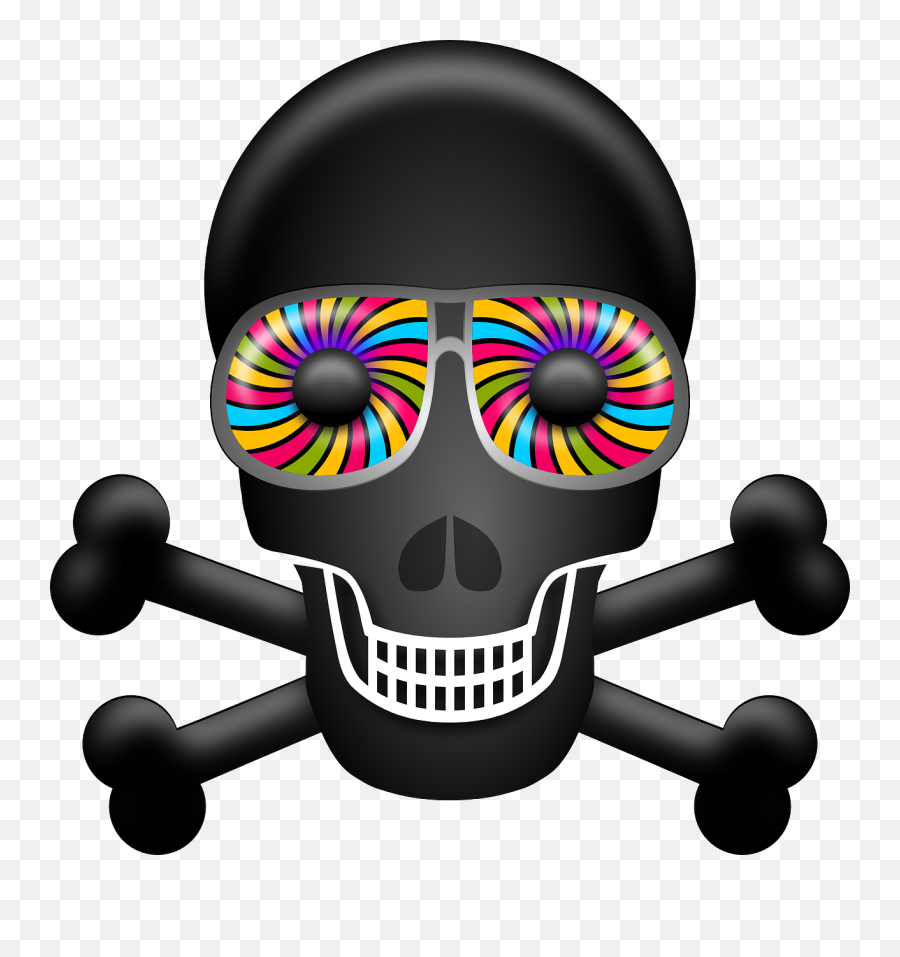 Dia De Los Muertos Skull And Bones Psychedelic Art - Funny Skull Png,Skull And Bones Png