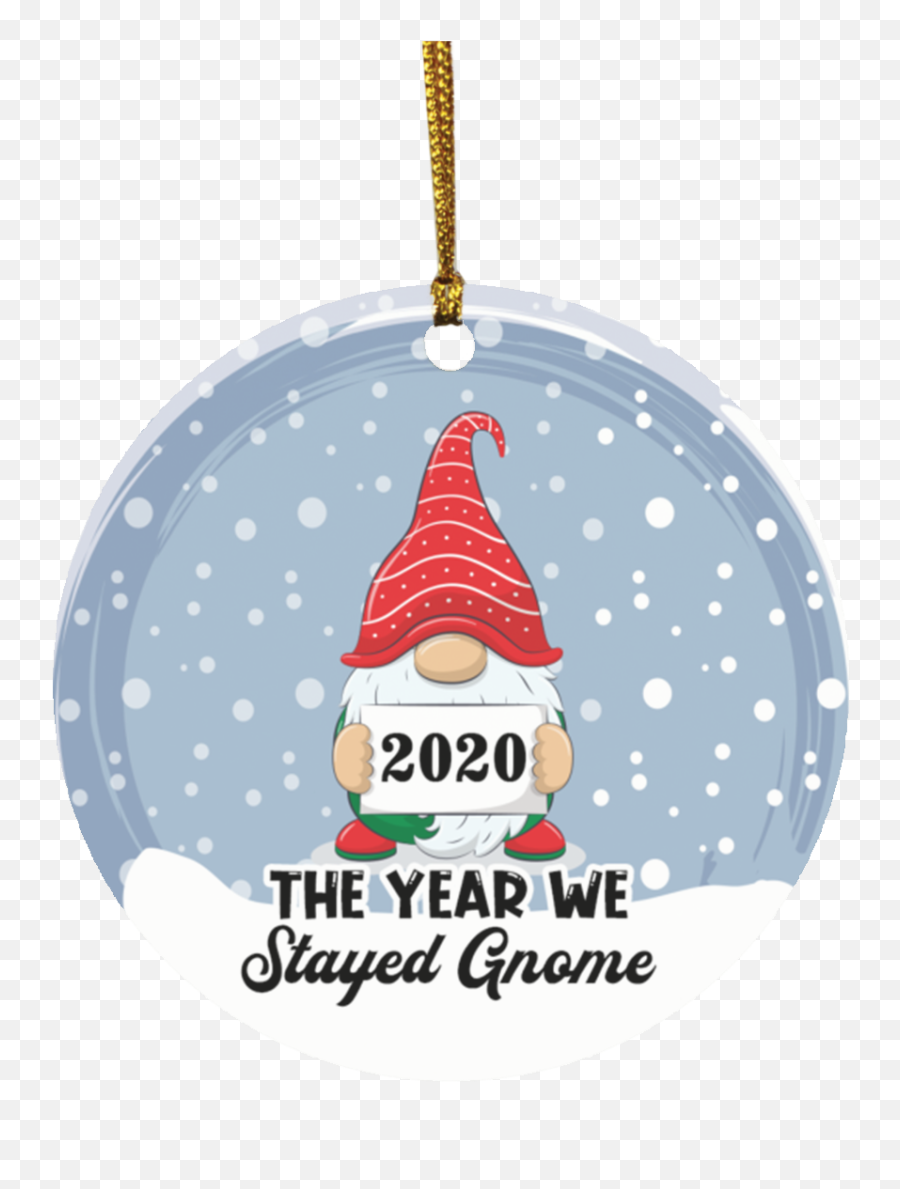 2020 The Year We Stayed Gnome Funny Pandemic Christmas Tree Holiday Flat Circle Ornament - Christmas 2020 Sticker Png,Icon Christmas Ornaments