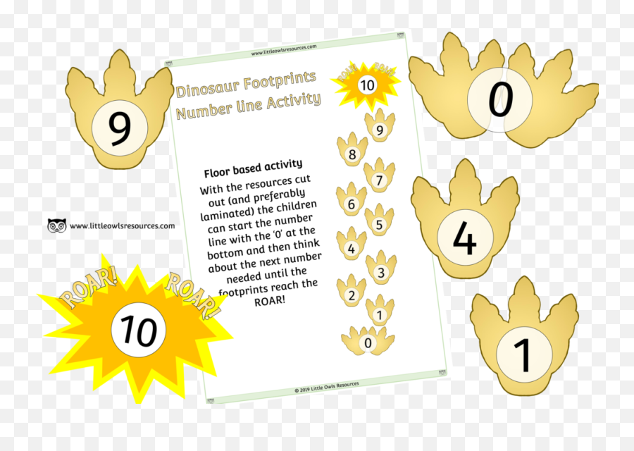 Free Dinosaur Footprint Number Line Png