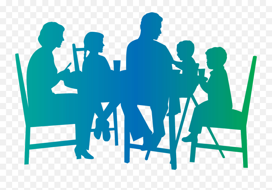 Family Around Dinner Table Clip Art - Silhouette Family At Dinner Table Png,Family Silhouette Png