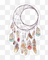 Crescent Moon Dreamcatcher With Feathers Boho Sticker - Catcher Drawing png