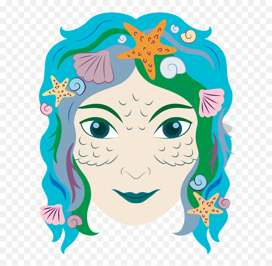 Mermaid Face Clipart Free Download Transparent Png Creazilla - Clip Art,Free Mermaid Png