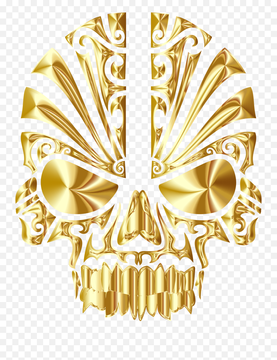 Skull Yellow Bone Png Clipart - Skull Gold Tribal,Skull Silhouette Png
