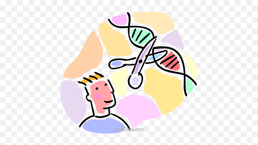 Student Observing A Dna Strand Royalty Free Vector Clip Art - Genetic Modification Clipart Png,Dna Strand Png