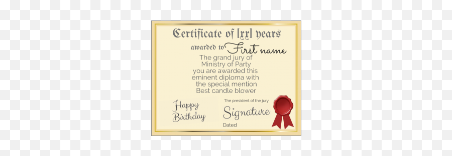 Birthday Certificate Free Template - Greetingsdiscount 20 Years Birthday Certificate Png,Birthday Blower Png