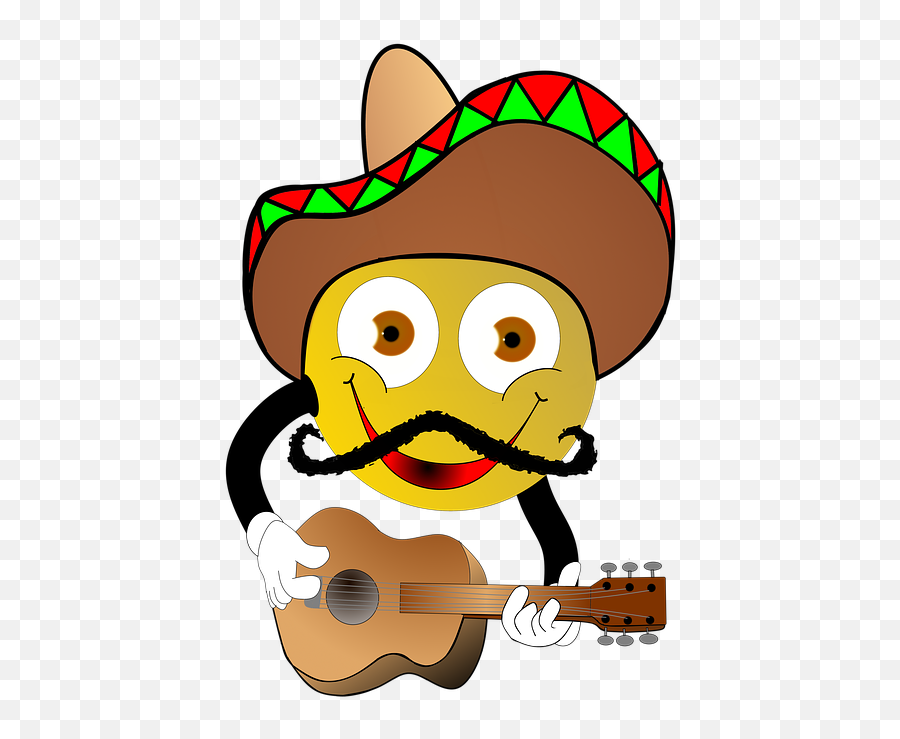 Cartoon Mexicans Smiley - Free Image On Pixabay Emoji Mexico Png,Cartoon Guitar Png