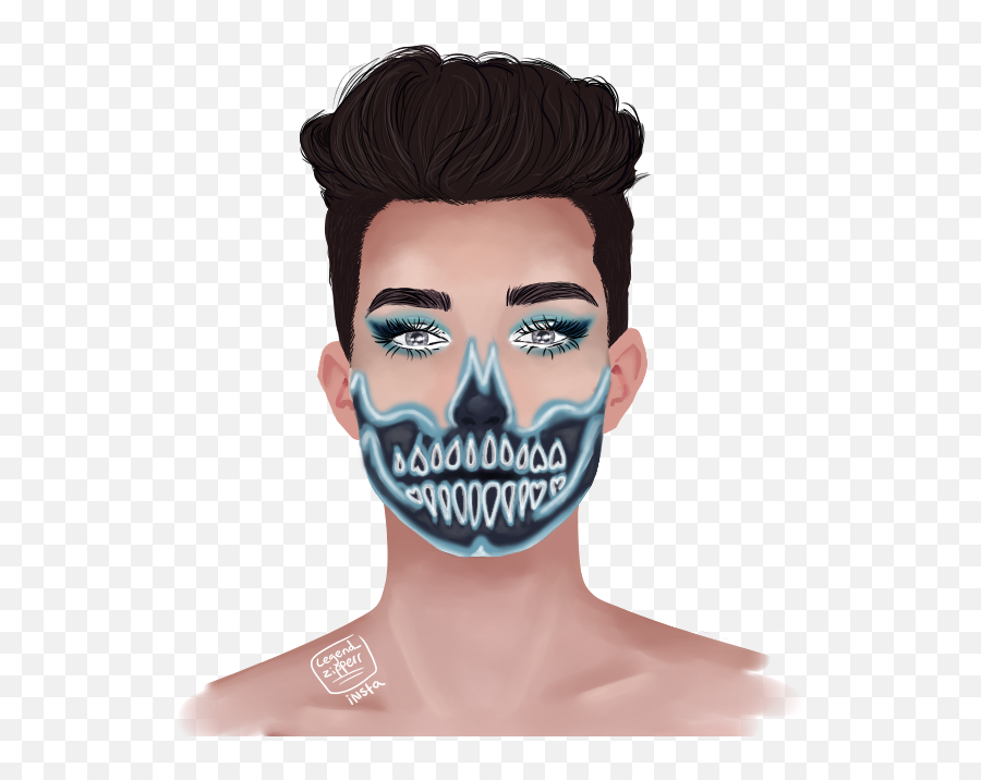 James Charles Zipping - Skull Make Up Look Png,James Charles Png