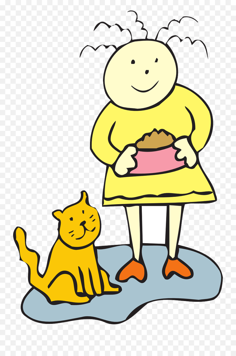 Download Girl Feeding Her Cat Clip Art - Feeding The Cat Clipart Png,Cat Clipart Transparent