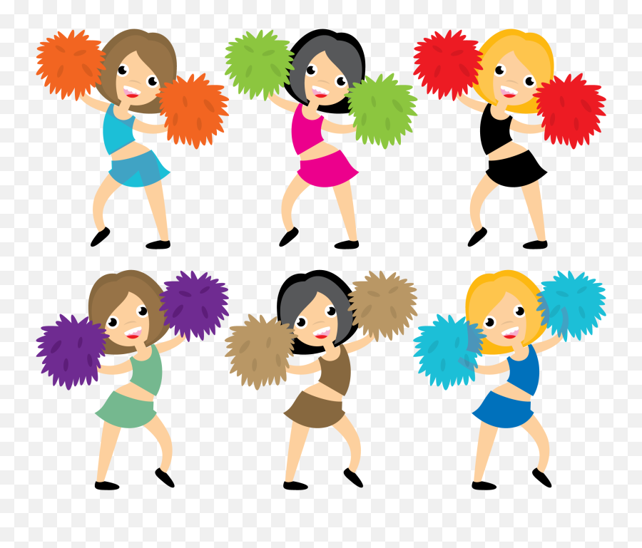 Cheerleading Cheerleader Pom - Pom Euclidean Vector Niños Con Pompones Dibujo Png,Cheerleader Silhouette Png