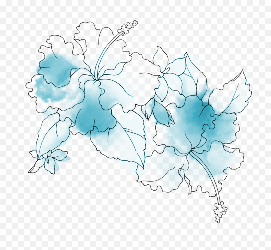 Download Hd Transparent Blue Flowers - Transparent Blue Flowers Drawing Png,Blue Flowers Transparent