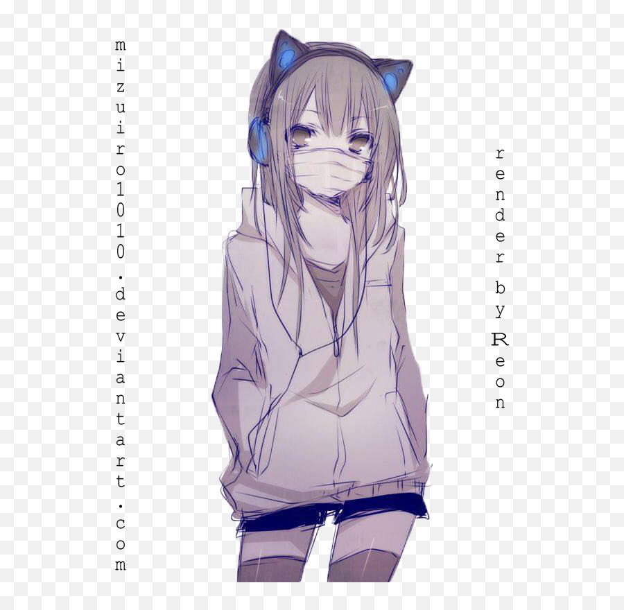 Anime Girl Headphones Cat Png Image - Anime Girl With Jacket,Anime Cat Png