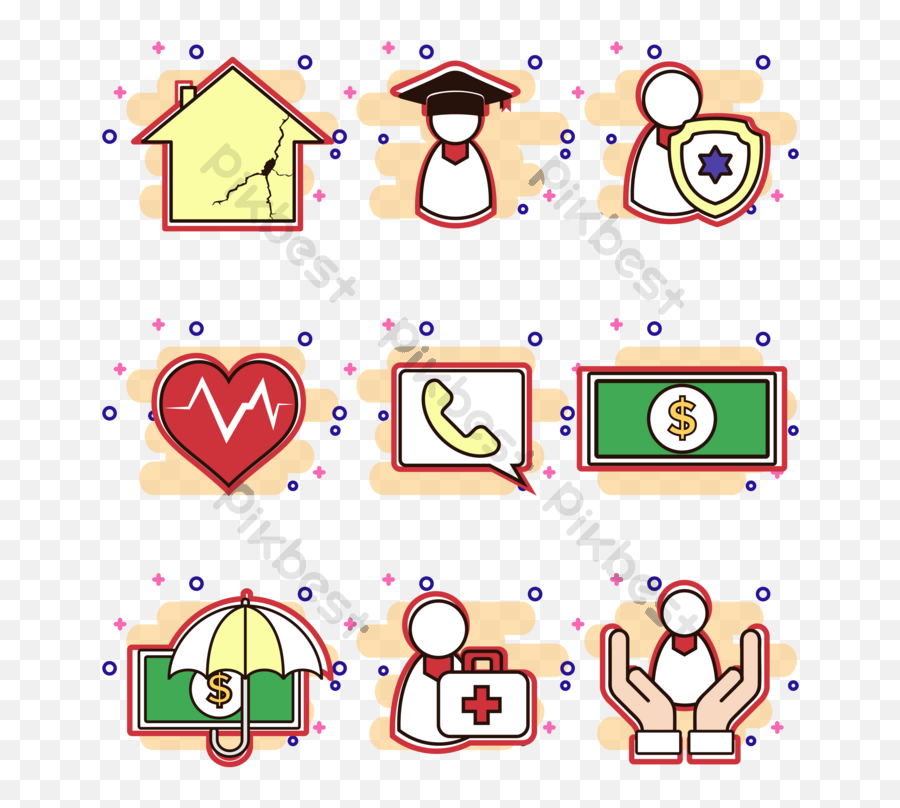 9 Insurance Icon Set Ai Free Download - Pikbest Girly Png,It Icon Set