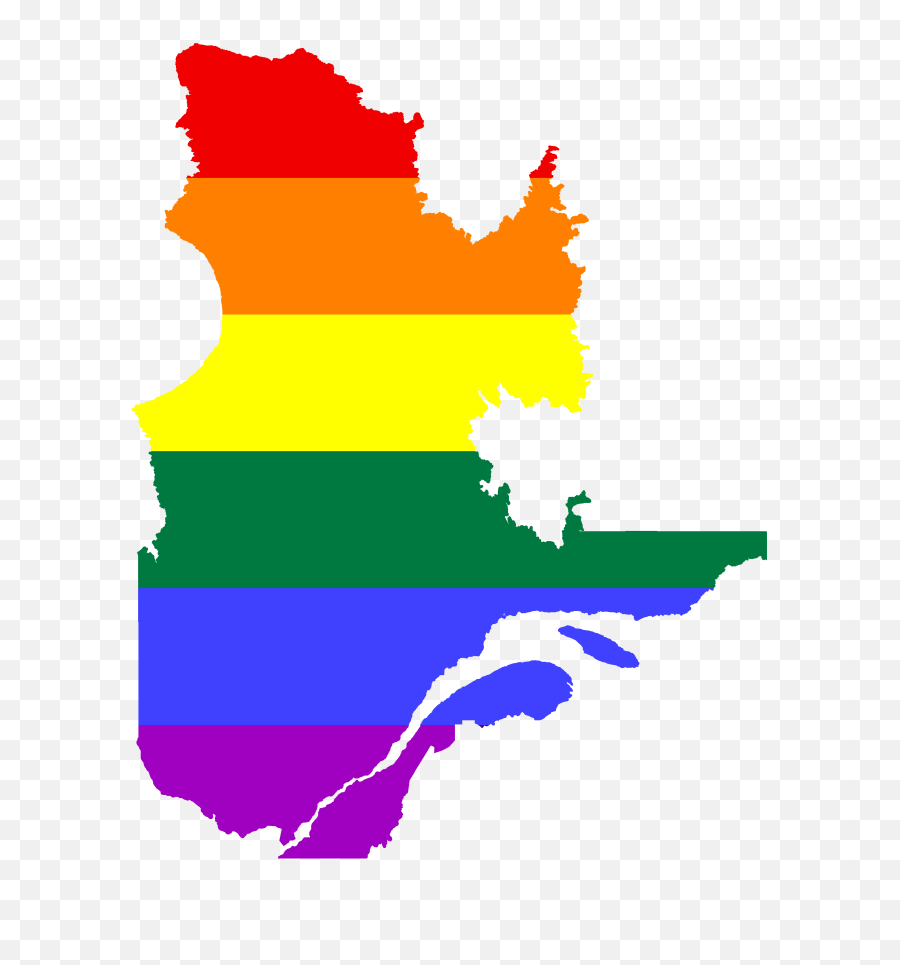 Lgbt Flag Map Of Quebec - Quebec Map Clipart Png,Gay Flag Png