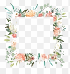Watercolor Floral Flower Frame Png File - Transparent Background