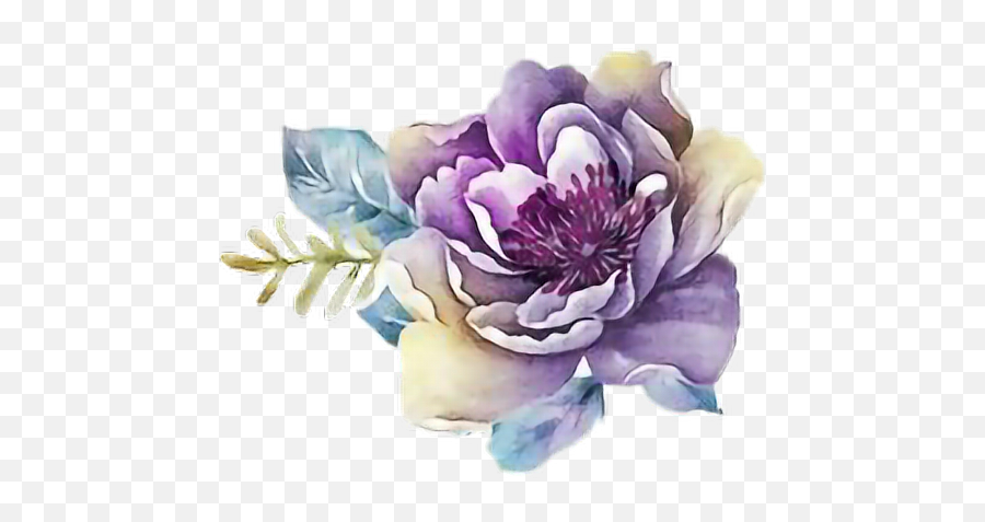 Download Ftestickers Art Watercolor - Purple Watercolor Flower Clipart Png,Purple Watercolor Png