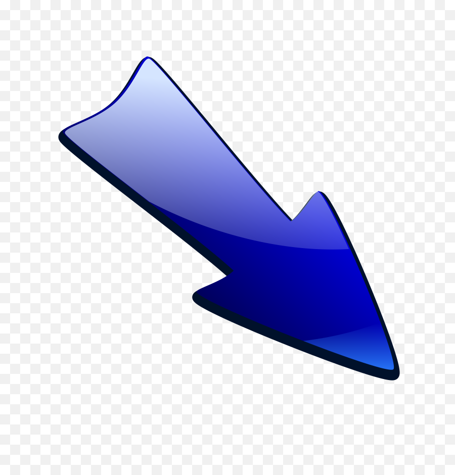 Blue Arrow Pointing Down Right Vector Drawing - Arrow Pointing Downwards Right Png,Blue Arrow Png
