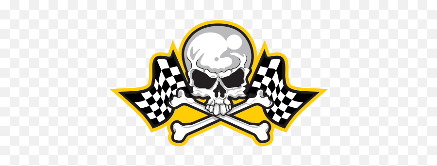Printed Vinyl Racing Skull Chequered Flag Stickers Factory - Vector Graphics Png,Racing Flags Png