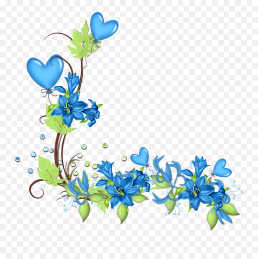 Download Blue Flower Border Png Transparent - Uokplrs Blue Flowers Border Transparent Background,Blue Flower Transparent