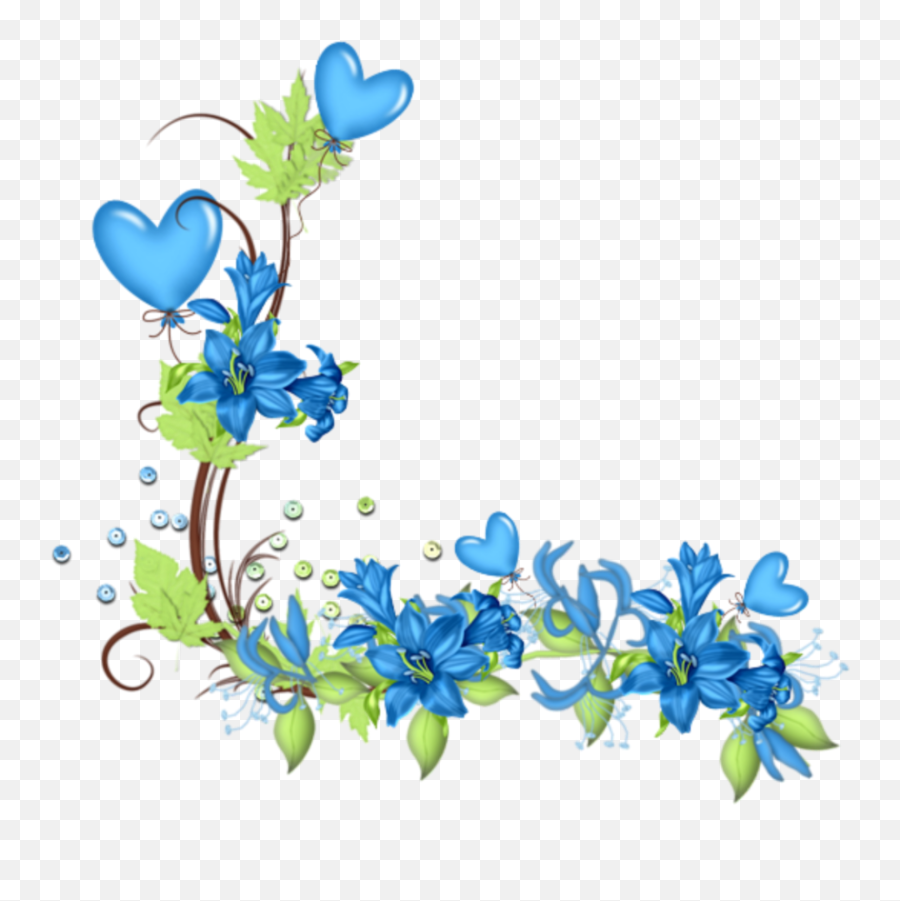 blue flower clip art border