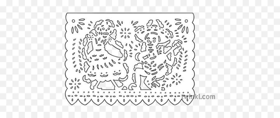 Papel Picado 3 Mexcian Paper Cuts Mexico Day Of The Dead Dia - Line Art Png,Papel Picado Png