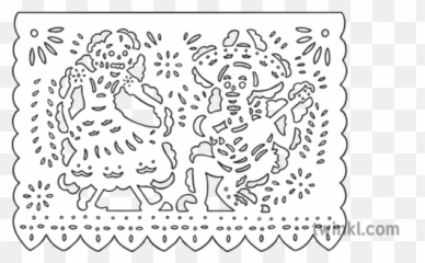Papel Picado 3 Mexcian Paper Cuts Mexico Day Of The Dead Dia - Line Art Png,Papel Picado Png