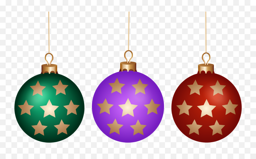Christmas Balls Set Png Clip Art - Magic Hat And Stick,Hanging Christmas Ornaments Png