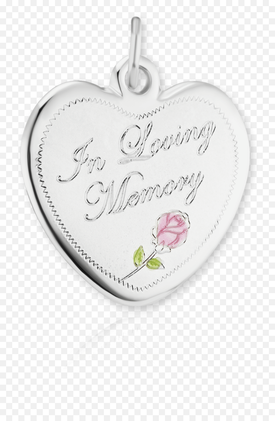 Enameled Sterling Silver Heart In Loving Memory Medallion - Solid Png,Silver Heart Png