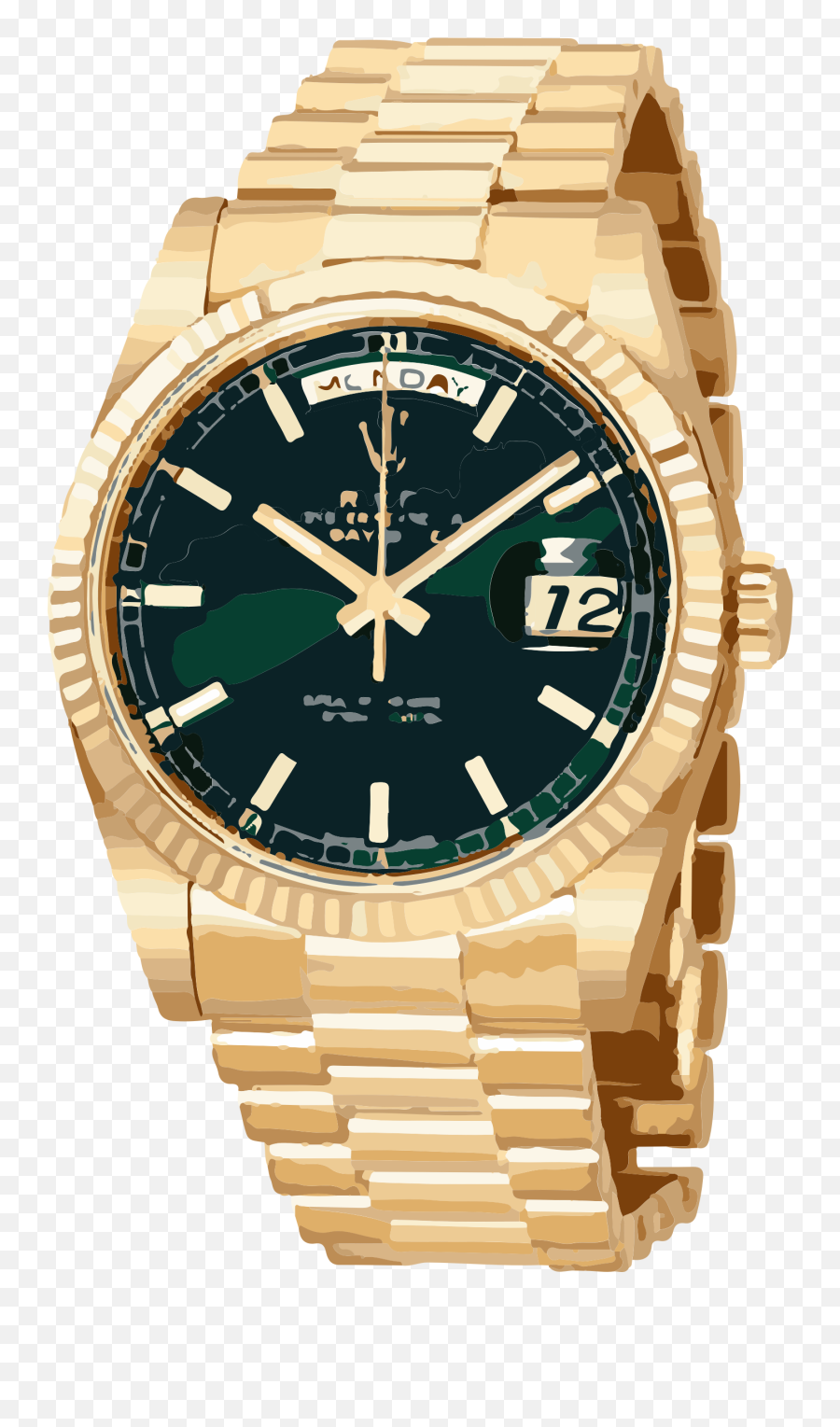 Download See Clipart Gold Watch - Rolex Day Date Diamond Bezel Png,Gold Watch Png