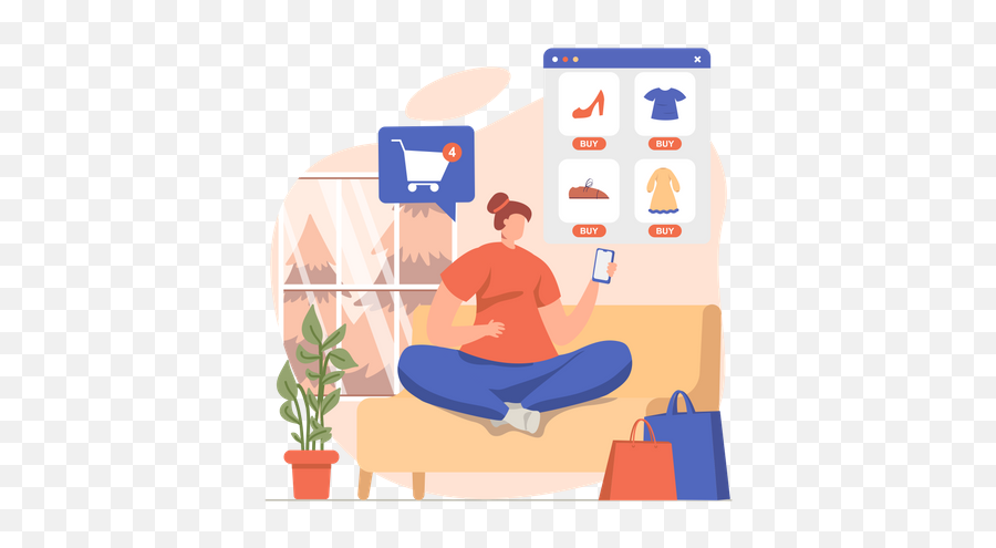 Digital Shopping Icon - Download In Line Style Sitting Png,Shopping Icon Psd