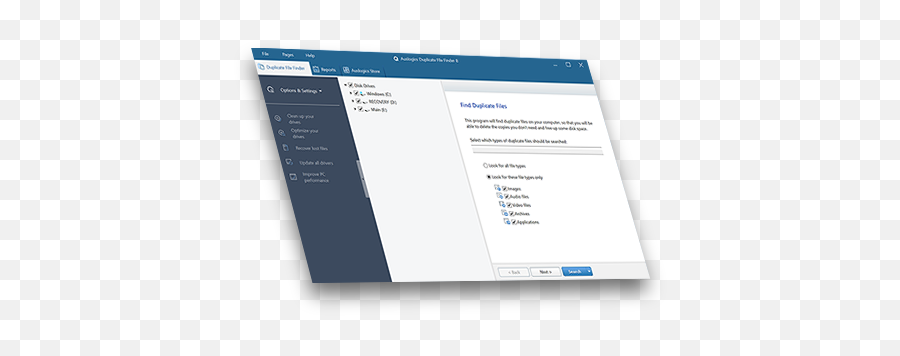 Duplicate File Finder For Windows U2014 Auslogics - Vertical Png,Windows 7 Small Icon