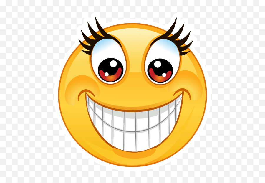 Crazy Big Smile Emoji Sticker - Big Teeth Smile Emoji Png,Smile Emoji Transparent