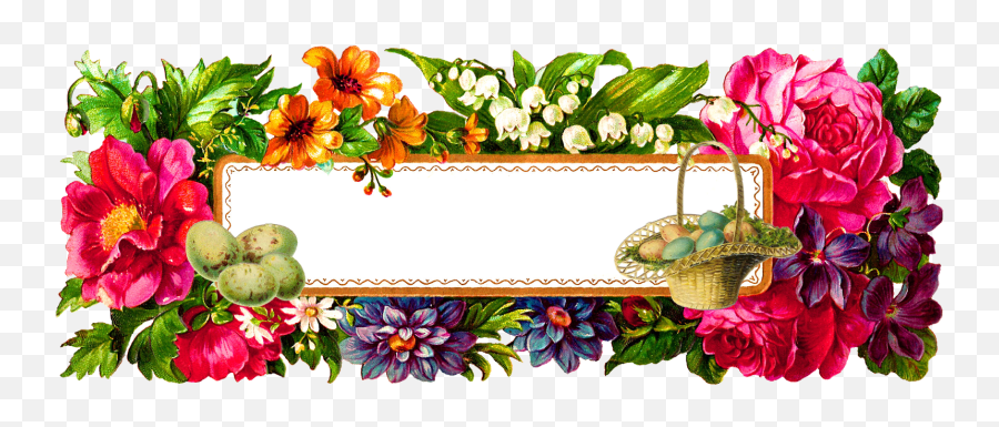 Digital Easter Label - Png Rectangle Flower Frame Full Frame Design Transparent Background Rectangle,Easter Frame Png