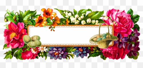 Digital Easter Label - Png Rectangle Flower Frame Full Design Transparent Background