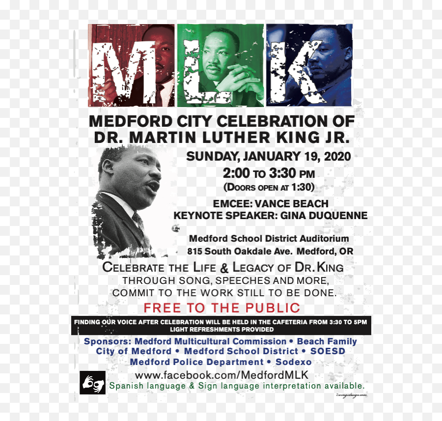 Medford - Southern Oregon Mlk Poster Png,Martin Luther King Jr Png