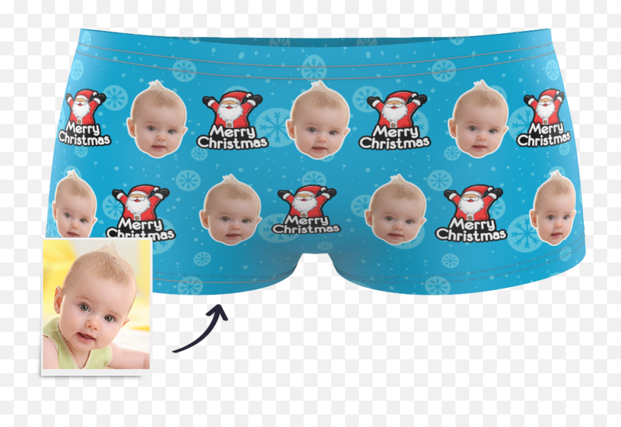 Kids Custom Face Boxer - Christmas Santa Claus Christmas Day Png,Santa Claus Face Png