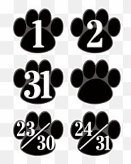 Black Paw Prints Calendar Days - Numbers png