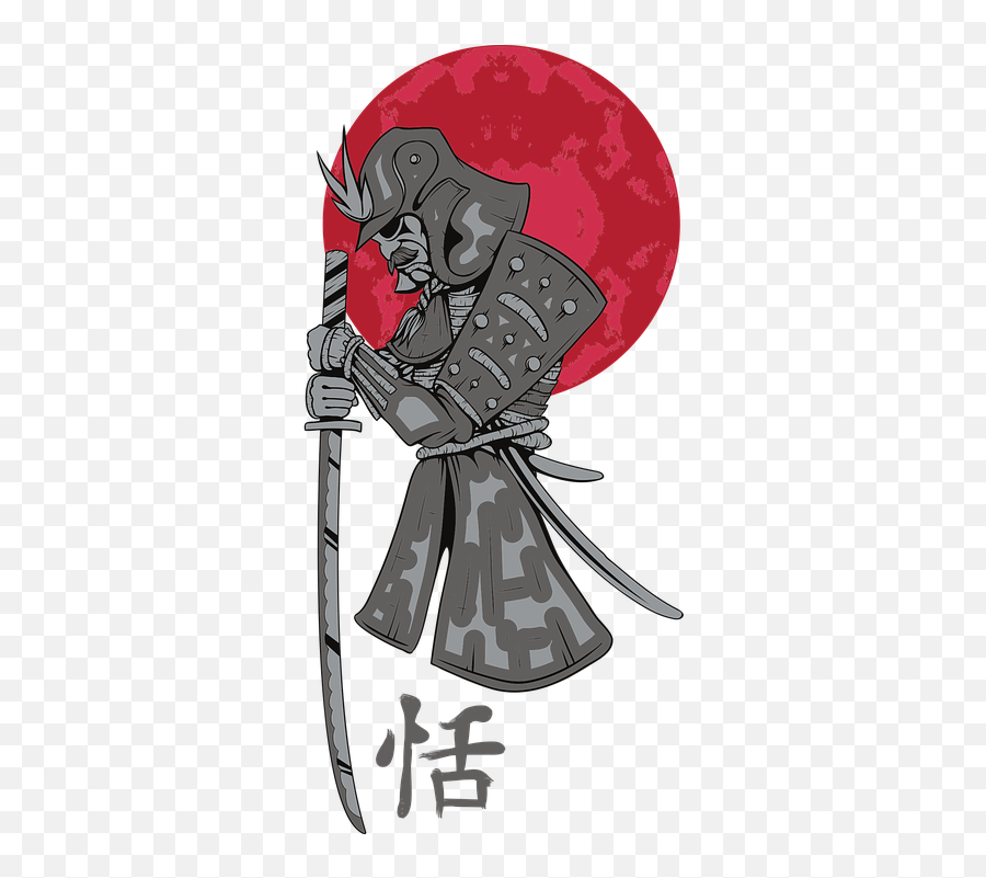 Samurai Red Moon - Free Vector Graphic On Pixabay Japanes Samurai Png,Samurai Helmet Png